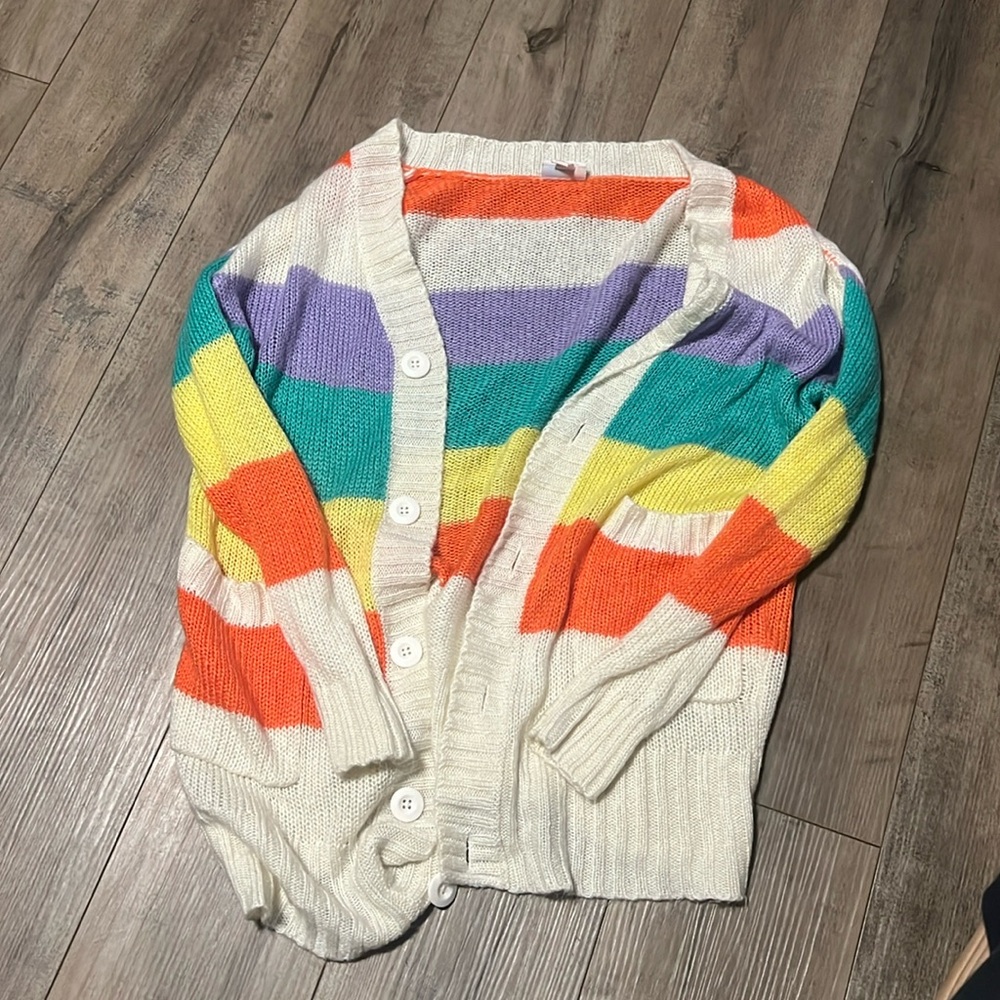 Rainbow striped cardigan